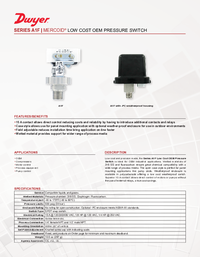 Thumbnail of document Data Sheet - A1F Low Cost OEM Pressure Switch